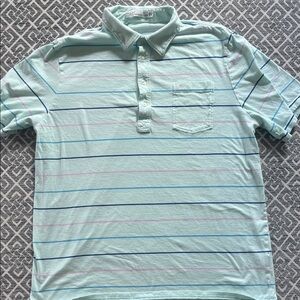 Criquet Light Blue Polo with Pink and Blue Stripes - XL